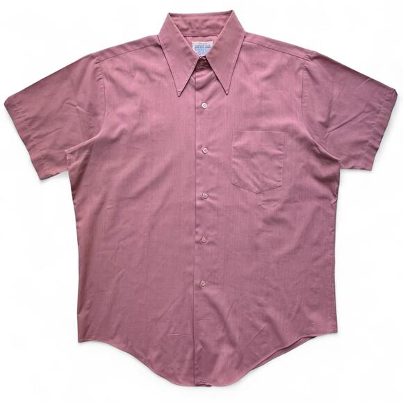 True Vintage Park Ave Permanent Press Loop Collar Pink Button Up Shirt 16 MCM - Picture 1 of 10